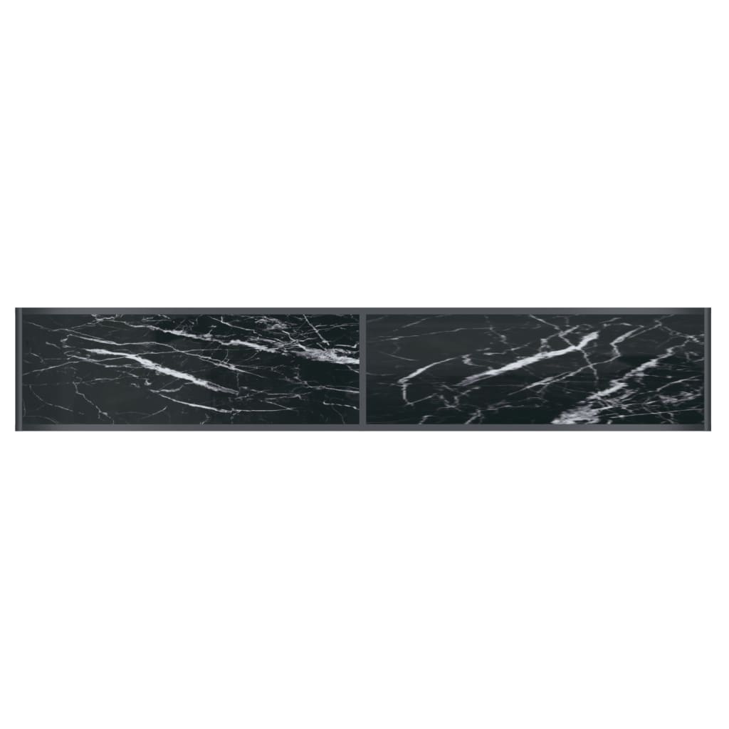 Wandtafel 200X35X75,5 Cm Gehard Glas Zwart 200 x 35 x 75.5 cm Zwart marmer