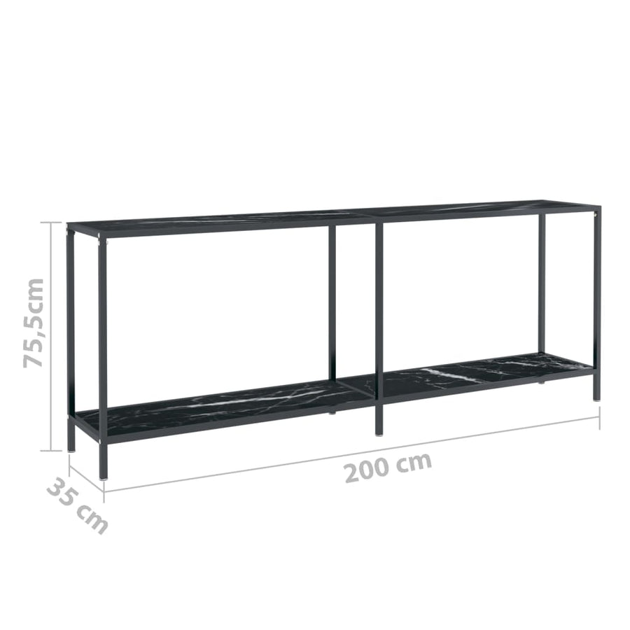 Wandtafel 200X35X75,5 Cm Gehard Glas Zwart 200 x 35 x 75.5 cm Zwart marmer