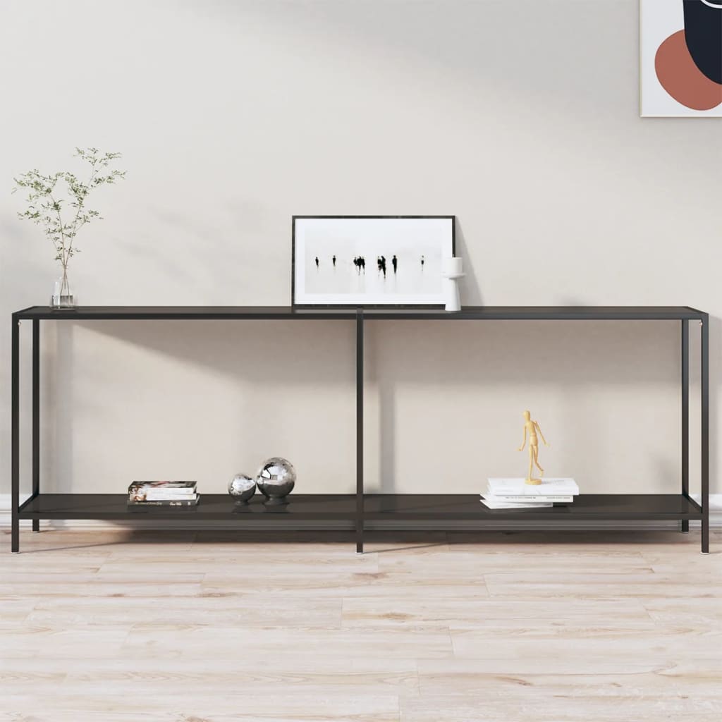 Wandtafel 220X35X75,5 Cm Gehard Glas Zwart 1 220 x 35 x 75.5 cm