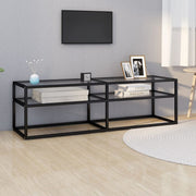 Tv-meubel 140x40x40,5 cm glas staal transparant zwart
