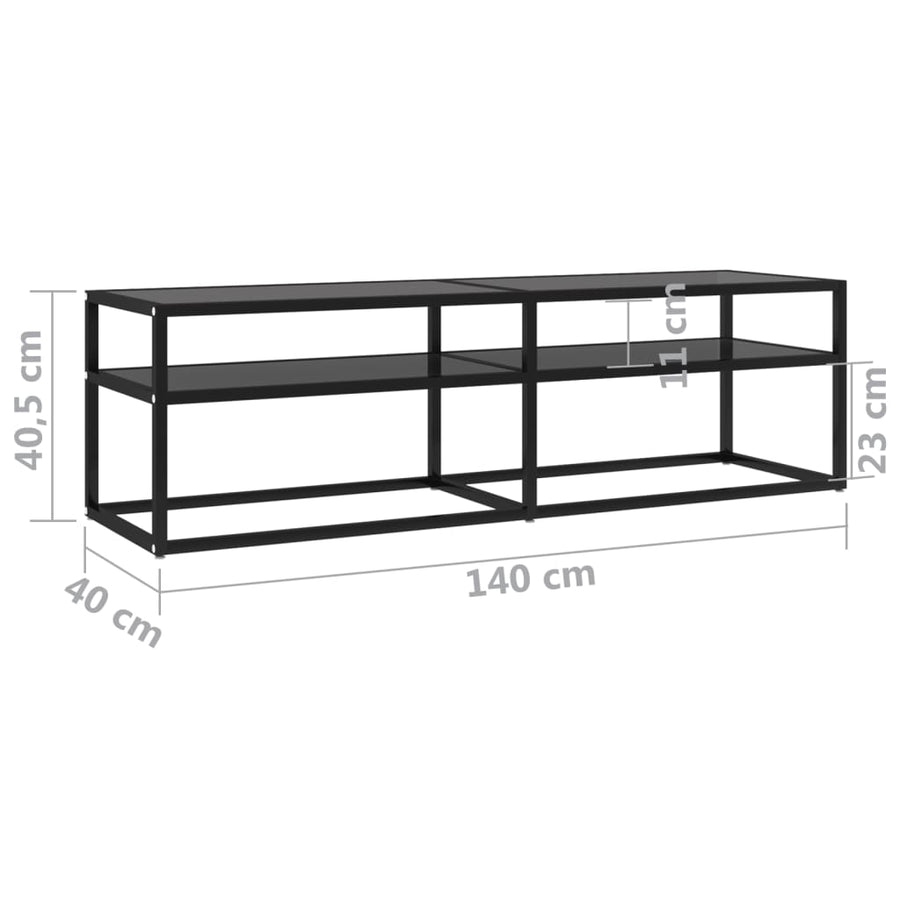 Tv-Meubel 40X40X40,5 Cm Gehard Glas 140 x 40 x 40.5 cm Zwart