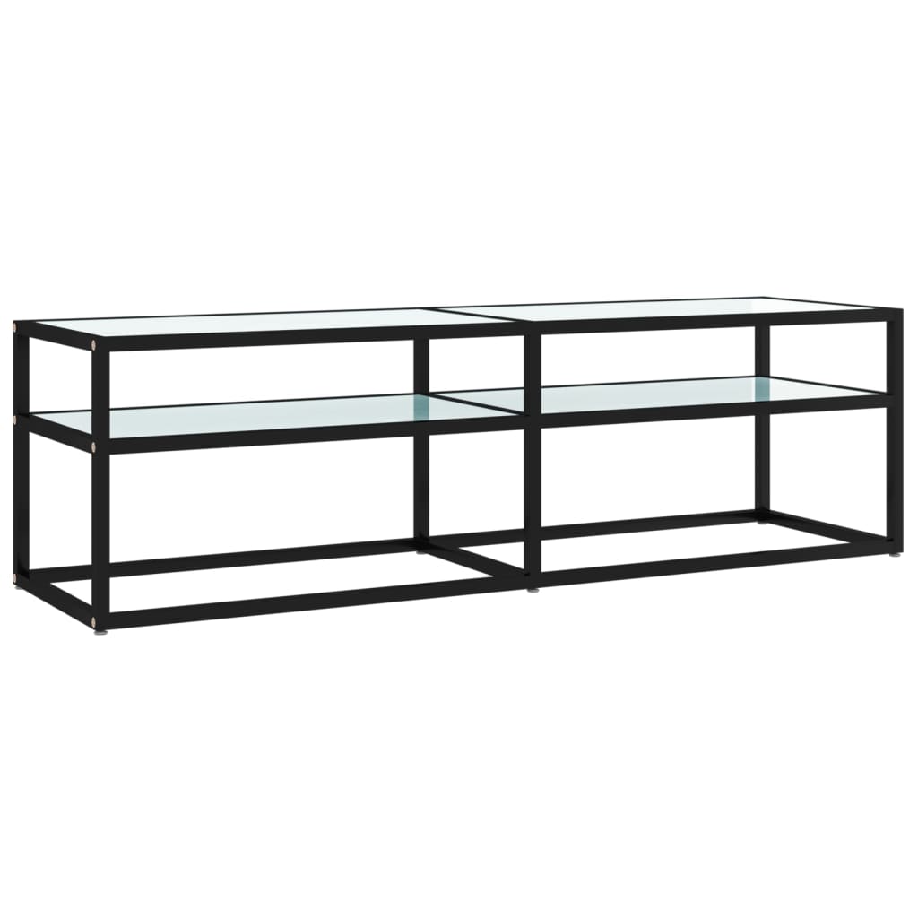 Tv-Meubel 140X40X40,5 Cm Gehard Glas Witmarmerkleurig 140 x 40 x 40.5 cm Zwart en witmarmer