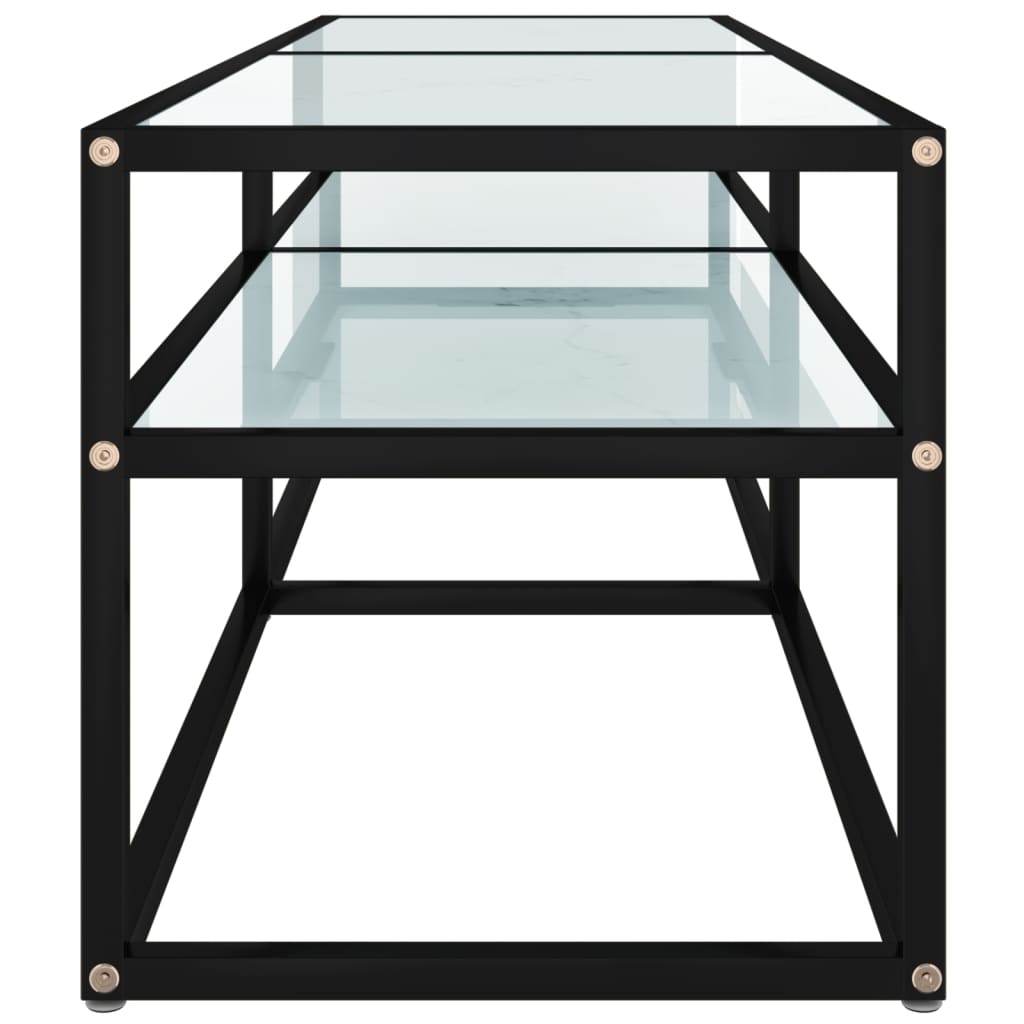 Tv-Meubel 140X40X40,5 Cm Gehard Glas Witmarmerkleurig 140 x 40 x 40.5 cm Zwart en witmarmer