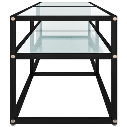 Tv-Meubel 140X40X40,5 Cm Gehard Glas Witmarmerkleurig 140 x 40 x 40.5 cm Zwart en witmarmer