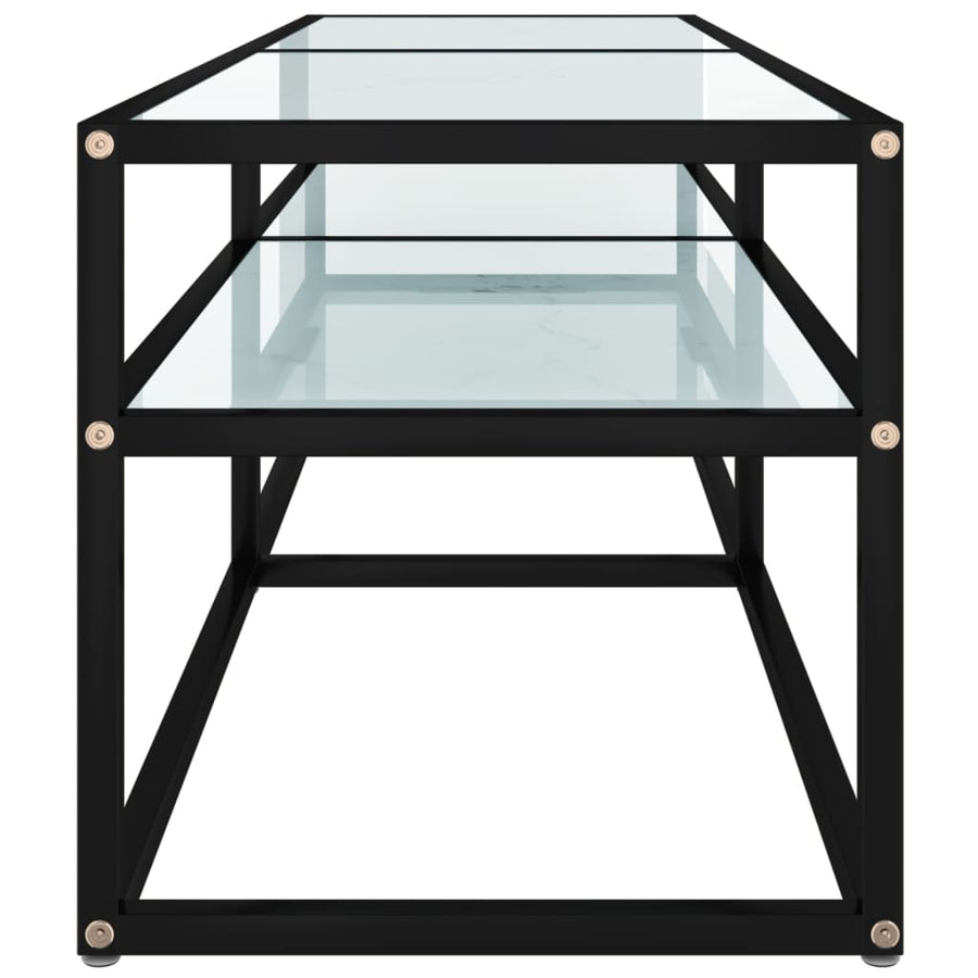 Tv-Meubel 140X40X40,5 Cm Gehard Glas Witmarmerkleurig 140 x 40 x 40.5 cm Zwart en witmarmer