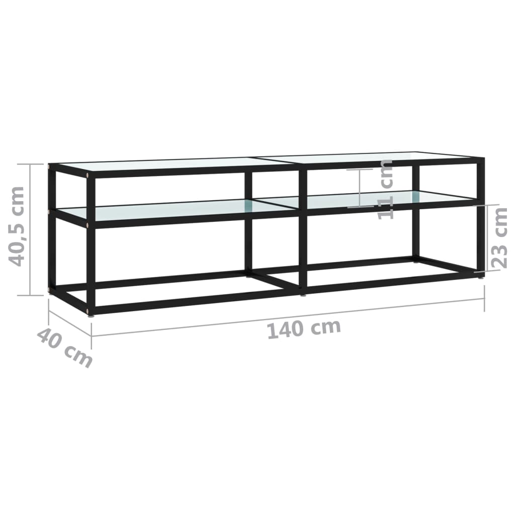 Tv-Meubel 140X40X40,5 Cm Gehard Glas Witmarmerkleurig 140 x 40 x 40.5 cm Zwart en witmarmer