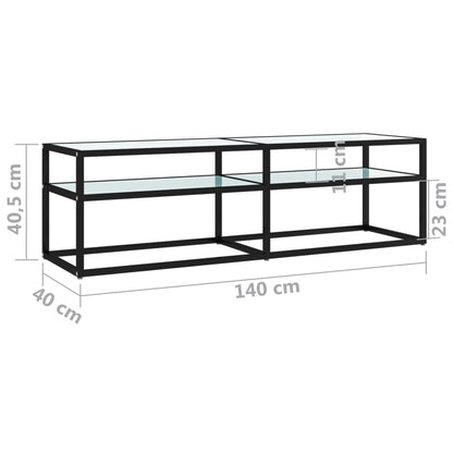 Tv-Meubel 140X40X40,5 Cm Gehard Glas Witmarmerkleurig 140 x 40 x 40.5 cm Zwart en witmarmer