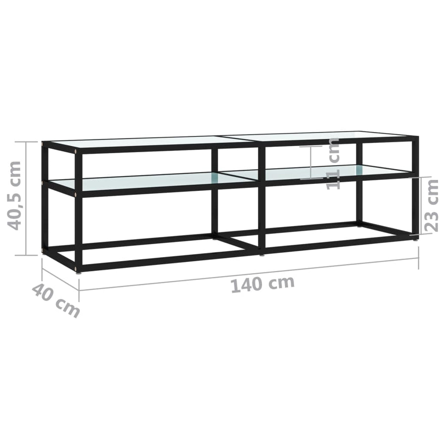 Tv-Meubel 140X40X40,5 Cm Gehard Glas Witmarmerkleurig 140 x 40 x 40.5 cm Zwart en witmarmer