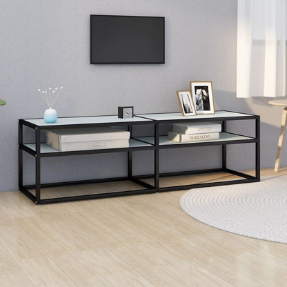 Tv-Meubel 140X40X40,5 Cm Gehard Glas Witmarmerkleurig 140 x 40 x 40.5 cm Zwart en witmarmer