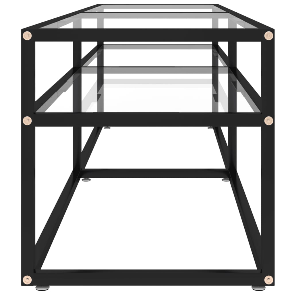 Tv-Meubel 60X40X40,5 Cm Gehard Glas 160 x 40 x 40.5 cm Zwart en transparant