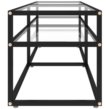 Tv-Meubel 60X40X40,5 Cm Gehard Glas 160 x 40 x 40.5 cm Zwart en transparant