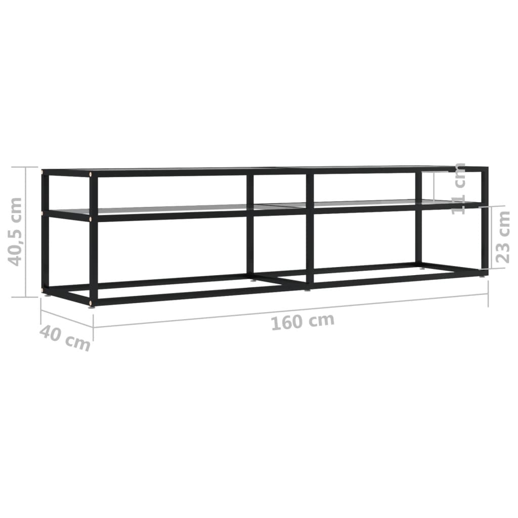 Tv-Meubel 60X40X40,5 Cm Gehard Glas 160 x 40 x 40.5 cm Zwart en transparant