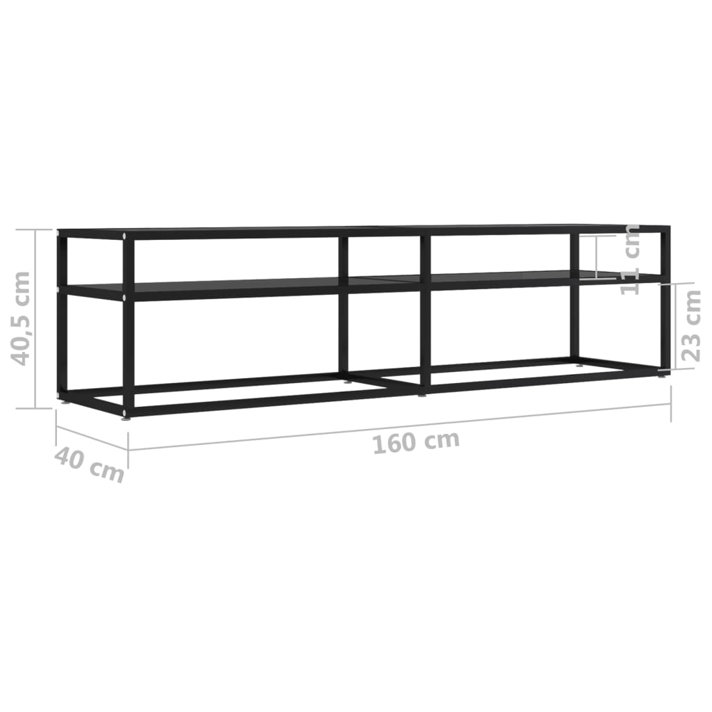 Tv-Meubel 60X40X40,5 Gehard Glas 160 x 40 x 40.5 cm Zwart
