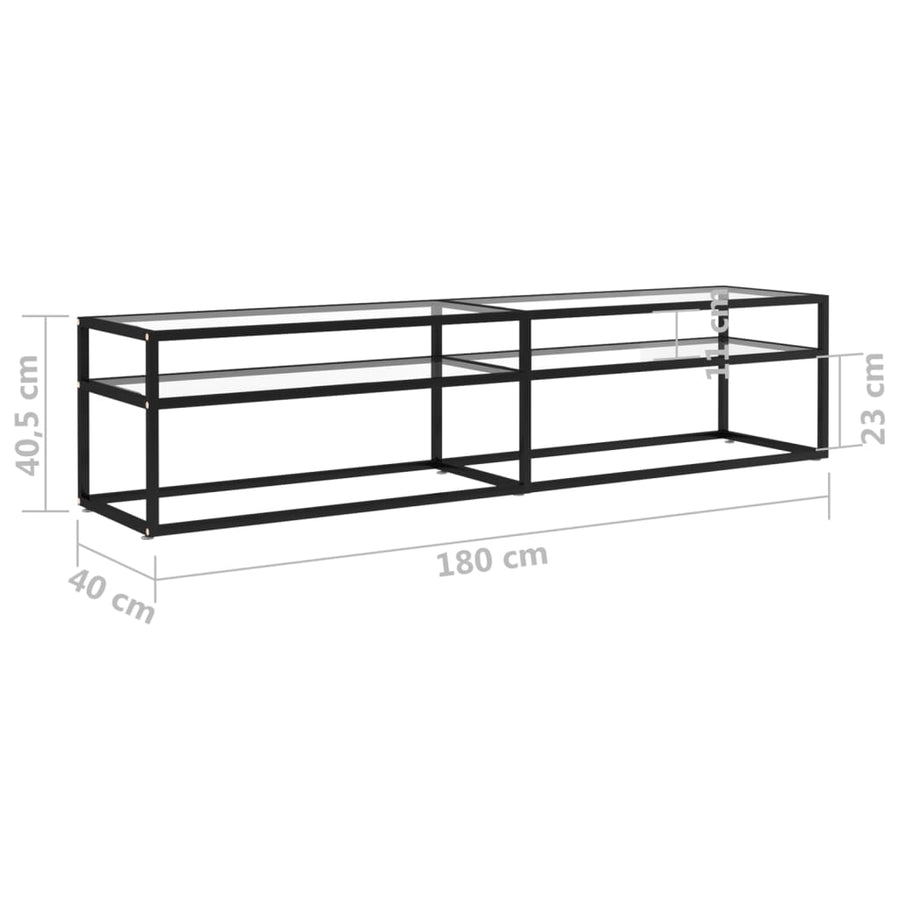 Tv-Meubel 80X40X40,5 Cm Gehard Glas 180 x 40 x 40.5 cm Zwart en transparant