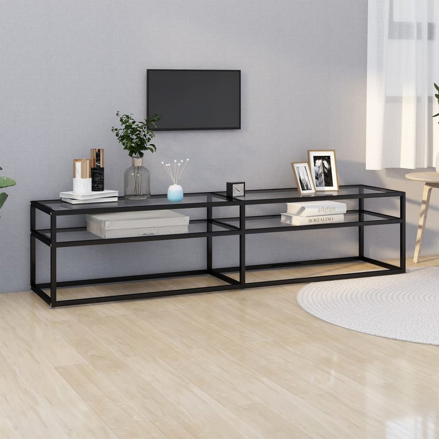 Tv-Meubel 80X40X40,5 Cm Gehard Glas 180 x 40 x 40.5 cm Zwart en transparant