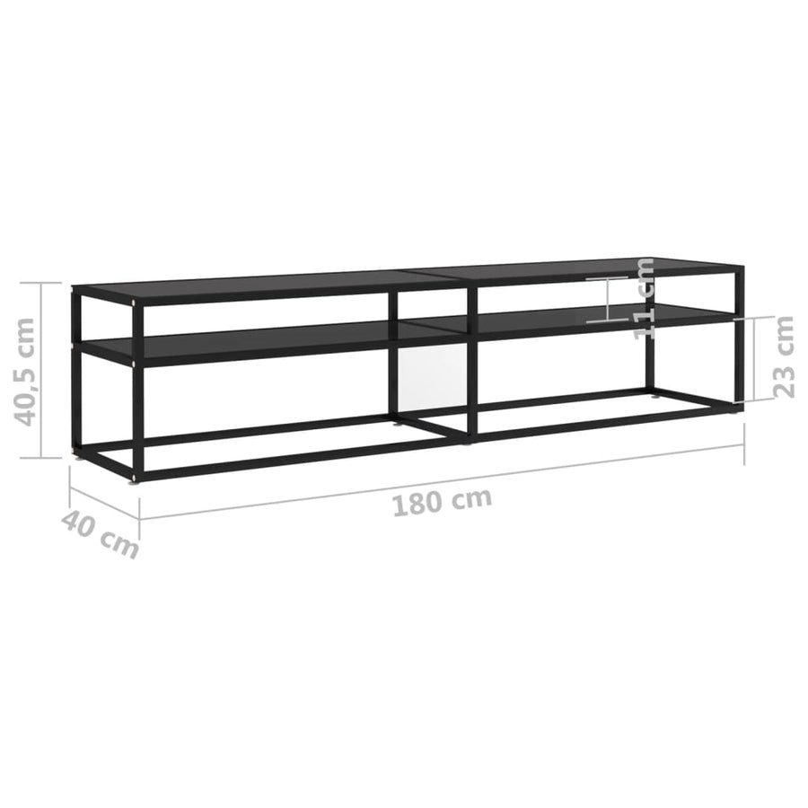 Tv-Meubel 80X40X40,5 Cm Gehard Glas 180 x 40 x 40.5 cm Zwart
