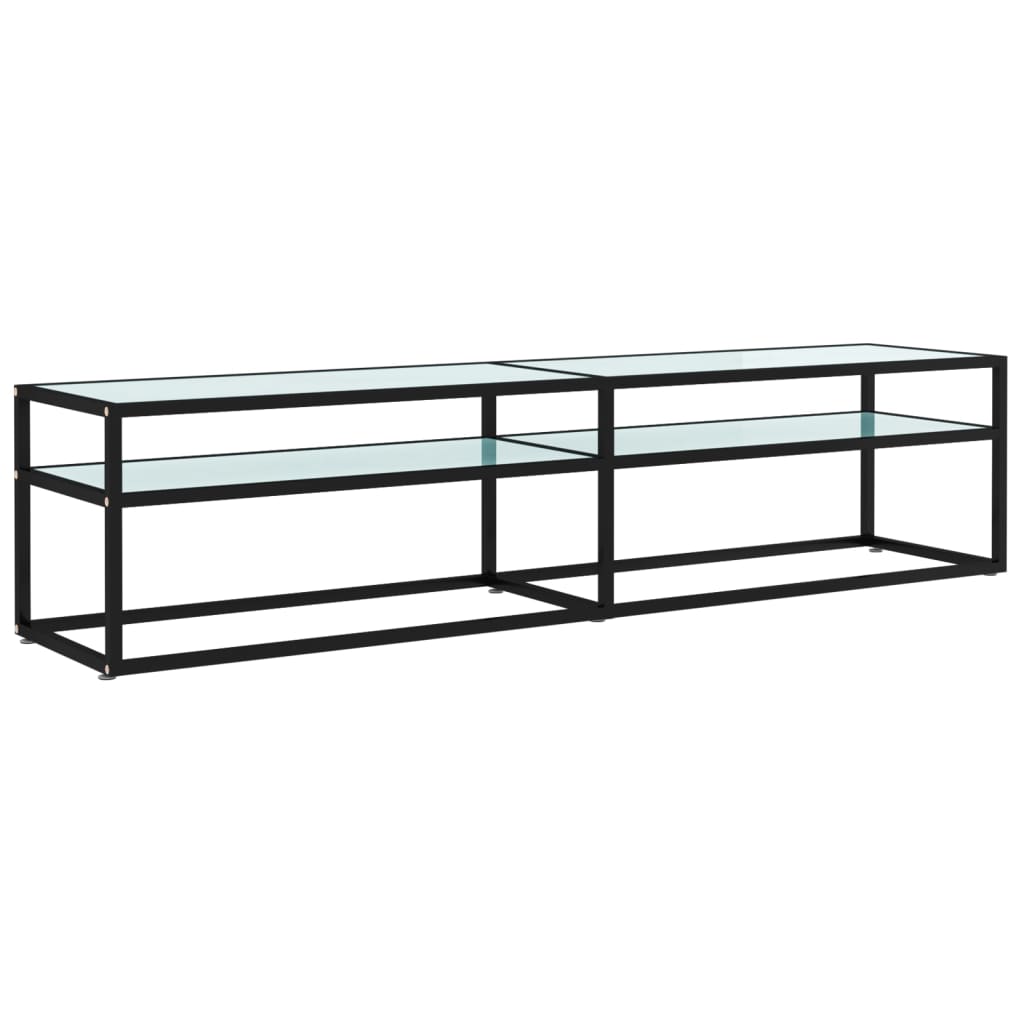 Tv-Meubel 180X40X40,5 Cm Gehard Glas Witmarmerkleurig 180 x 40 x 40.5 cm Zwart en witmarmer