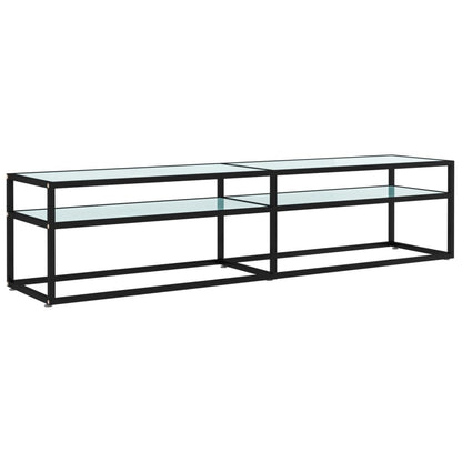 Tv-Meubel 180X40X40,5 Cm Gehard Glas Witmarmerkleurig 180 x 40 x 40.5 cm Zwart en witmarmer