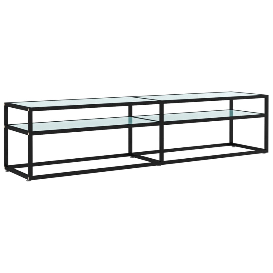 Tv-Meubel 180X40X40,5 Cm Gehard Glas Witmarmerkleurig 180 x 40 x 40.5 cm Zwart en witmarmer
