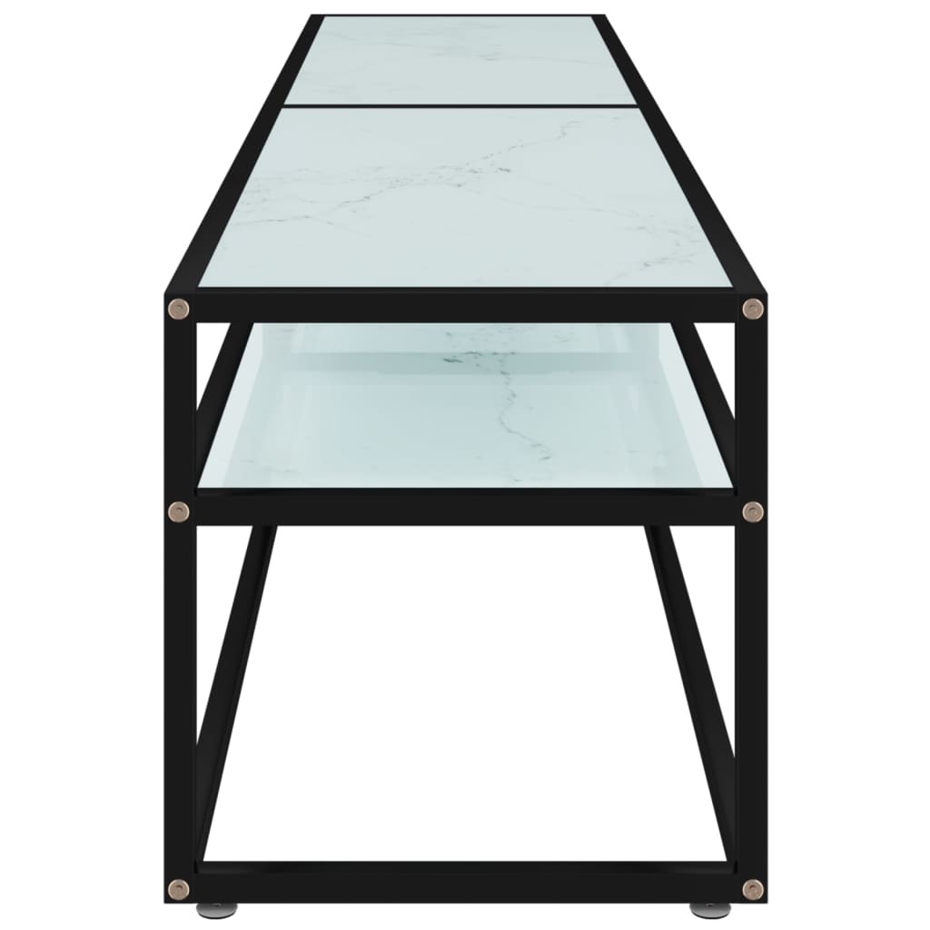Tv-Meubel 180X40X40,5 Cm Gehard Glas Witmarmerkleurig 180 x 40 x 40.5 cm Zwart en witmarmer