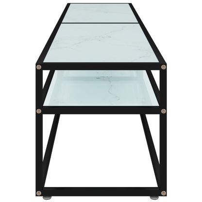 Tv-Meubel 180X40X40,5 Cm Gehard Glas Witmarmerkleurig 180 x 40 x 40.5 cm Zwart en witmarmer