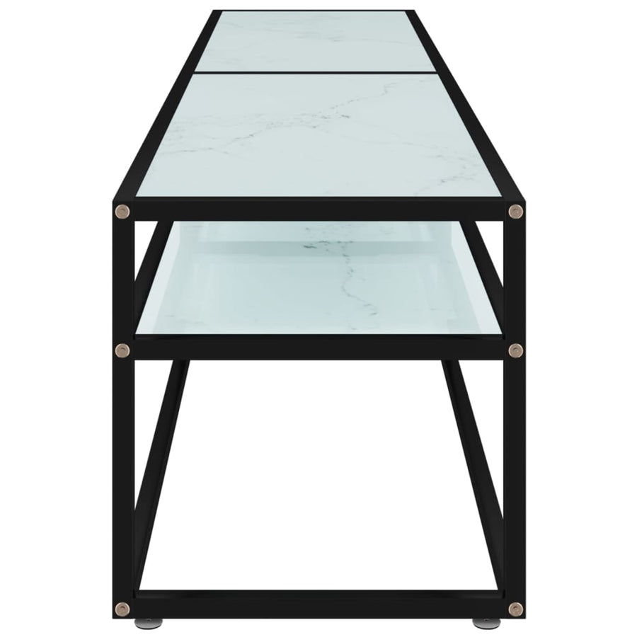 Tv-Meubel 180X40X40,5 Cm Gehard Glas Witmarmerkleurig 180 x 40 x 40.5 cm Zwart en witmarmer