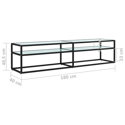 Tv-Meubel 180X40X40,5 Cm Gehard Glas Witmarmerkleurig 180 x 40 x 40.5 cm Zwart en witmarmer