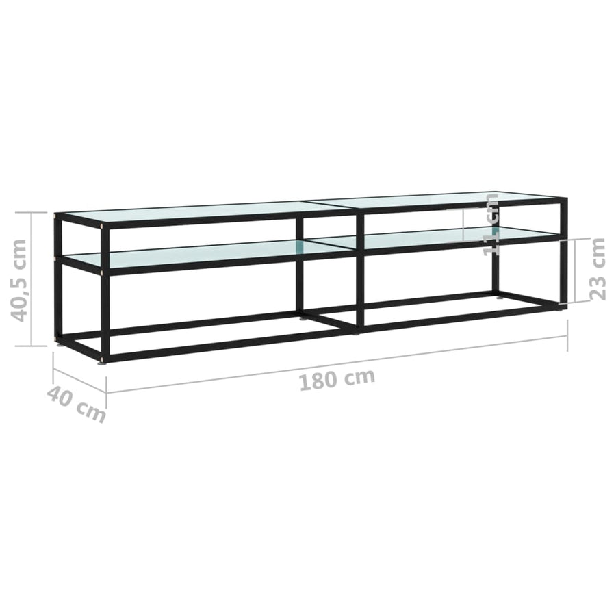 Tv-Meubel 180X40X40,5 Cm Gehard Glas Witmarmerkleurig 180 x 40 x 40.5 cm Zwart en witmarmer