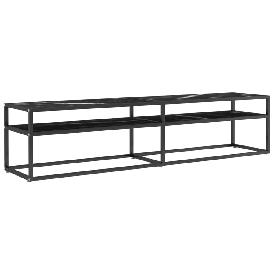 Tv-Meubel 180X40X40,5 Cm Gehard Glas Zwartmarmerkleurig 180 x 40 x 40.5 cm Zwart en zwartmarmer