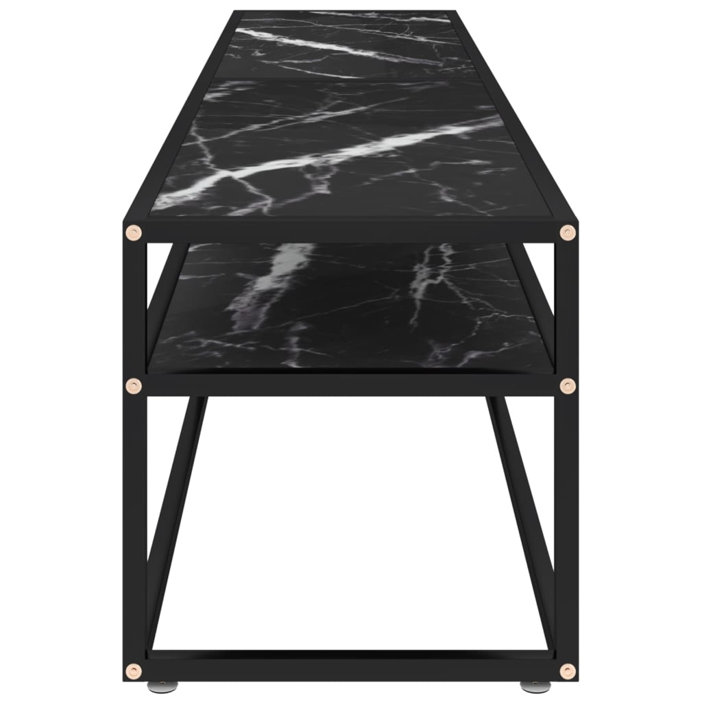 Tv-Meubel 180X40X40,5 Cm Gehard Glas Zwartmarmerkleurig 180 x 40 x 40.5 cm Zwart en zwartmarmer