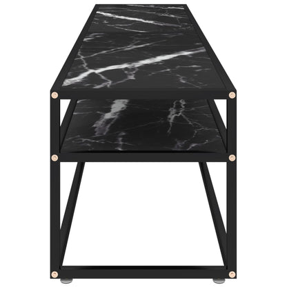 Tv-Meubel 180X40X40,5 Cm Gehard Glas Zwartmarmerkleurig 180 x 40 x 40.5 cm Zwart en zwartmarmer