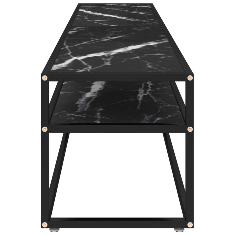 Tv-Meubel 180X40X40,5 Cm Gehard Glas Zwartmarmerkleurig 180 x 40 x 40.5 cm Zwart en zwartmarmer