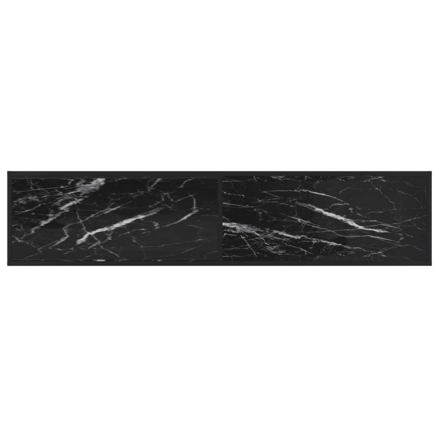 Tv-Meubel 180X40X40,5 Cm Gehard Glas Zwartmarmerkleurig 180 x 40 x 40.5 cm Zwart en zwartmarmer