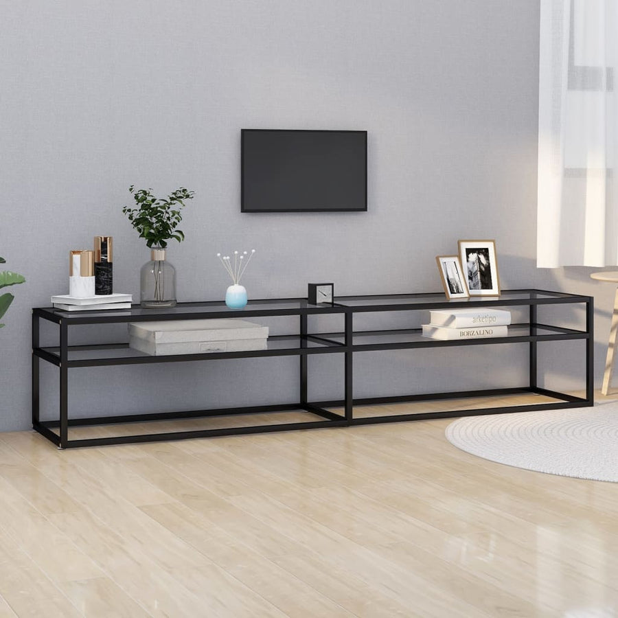Tv-Meubel 200X40X40,5 Cm Gehard Glas 200 x 40 x 40.5 cm Zwart en transparant