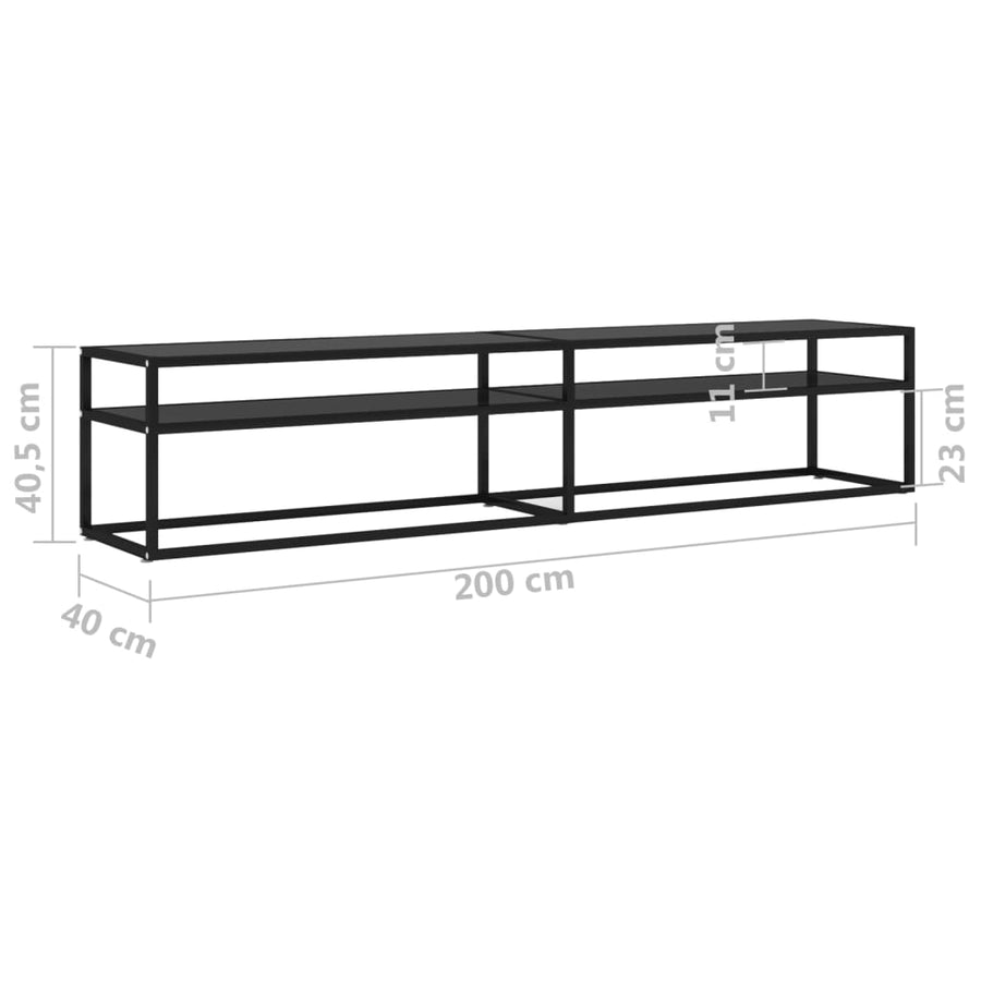 Tv-Meubel 200X40X40,5 Cm Gehard Glas 200 x 40 x 40.5 cm Zwart