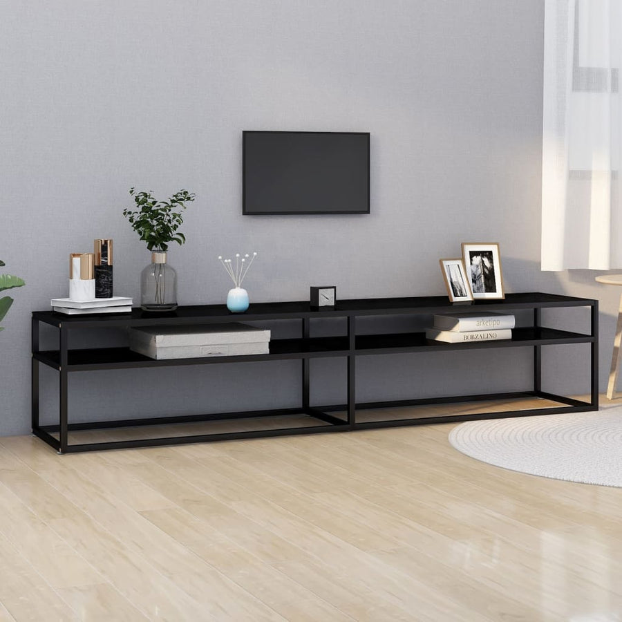 Tv-Meubel 200X40X40,5 Cm Gehard Glas 200 x 40 x 40.5 cm Zwart