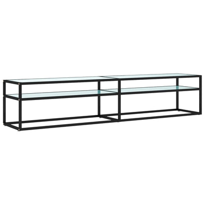 Tv-Meubel 200X40X40,5 Cm Gehard Glas Witmarmerkleurig 200 x 40 x 40.5 cm Zwart en witmarmer