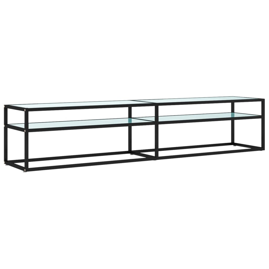 Tv-Meubel 200X40X40,5 Cm Gehard Glas Witmarmerkleurig 200 x 40 x 40.5 cm Zwart en witmarmer