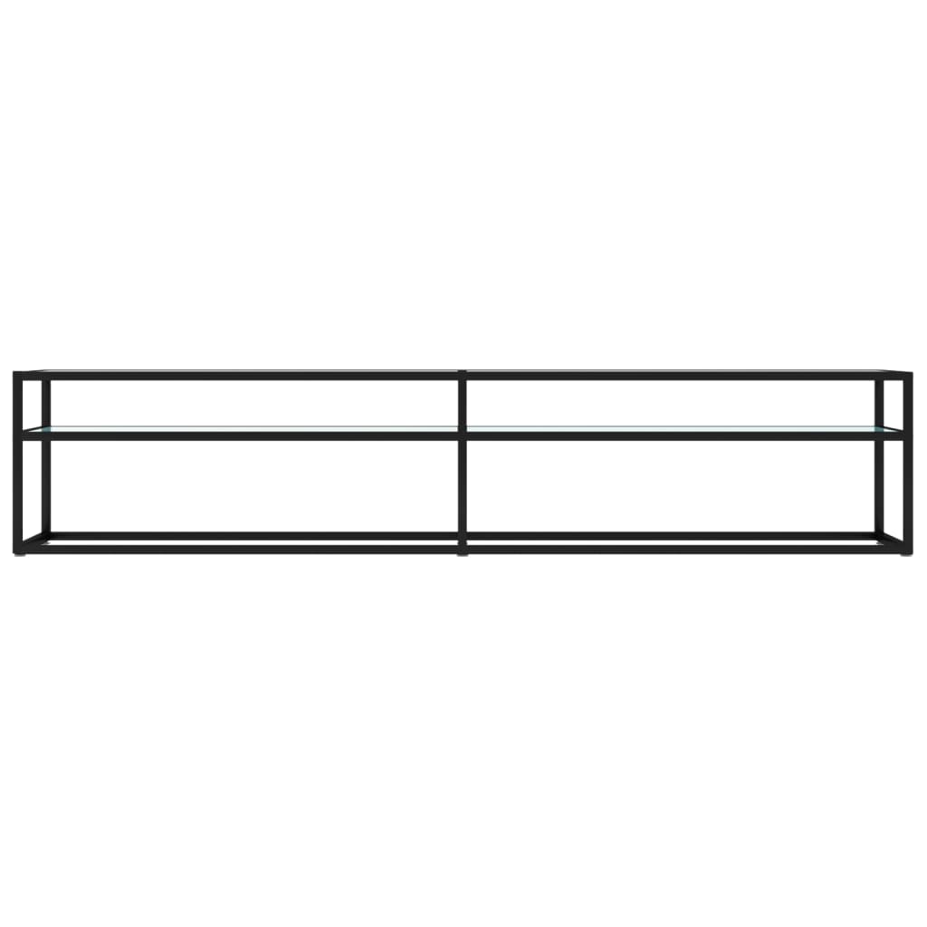 Tv-Meubel 200X40X40,5 Cm Gehard Glas Witmarmerkleurig 200 x 40 x 40.5 cm Zwart en witmarmer