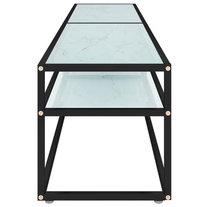 Tv-Meubel 200X40X40,5 Cm Gehard Glas Witmarmerkleurig 200 x 40 x 40.5 cm Zwart en witmarmer
