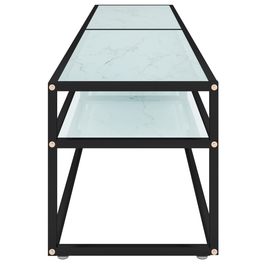 Tv-Meubel 200X40X40,5 Cm Gehard Glas Witmarmerkleurig 200 x 40 x 40.5 cm Zwart en witmarmer
