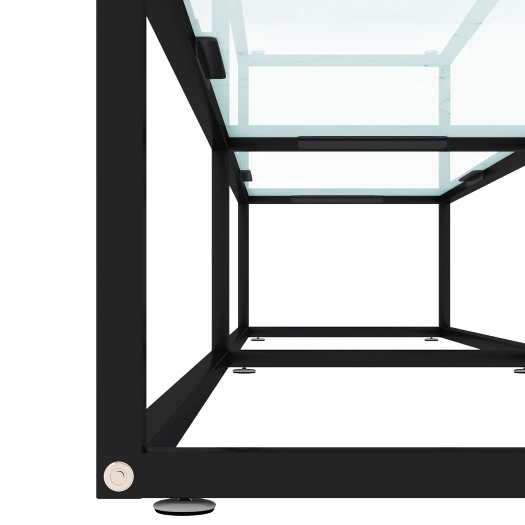 Tv-Meubel 200X40X40,5 Cm Gehard Glas Witmarmerkleurig 200 x 40 x 40.5 cm Zwart en witmarmer