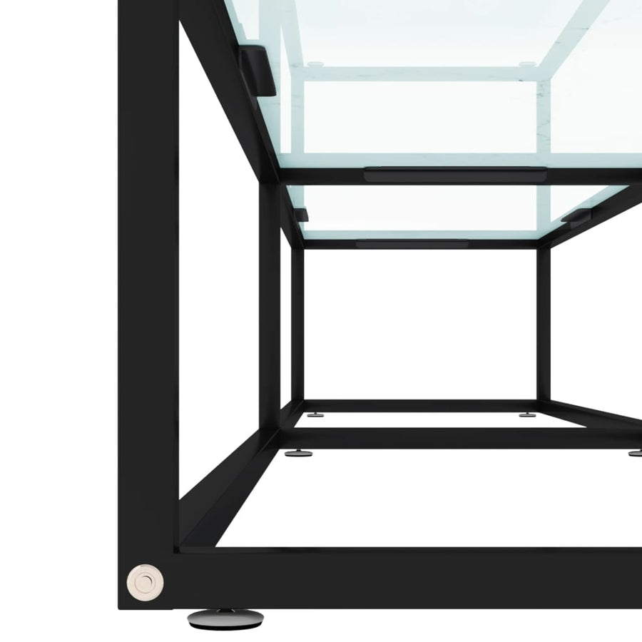 Tv-Meubel 200X40X40,5 Cm Gehard Glas Witmarmerkleurig 200 x 40 x 40.5 cm Zwart en witmarmer