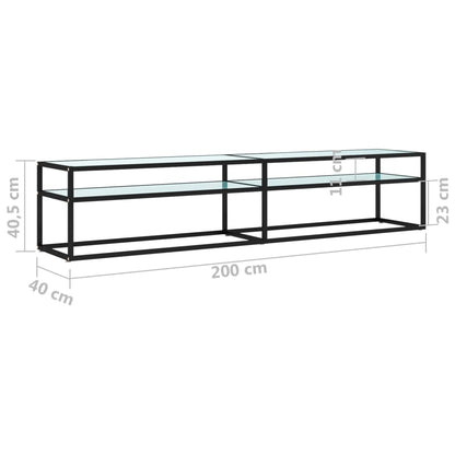 Tv-Meubel 200X40X40,5 Cm Gehard Glas Witmarmerkleurig 200 x 40 x 40.5 cm Zwart en witmarmer