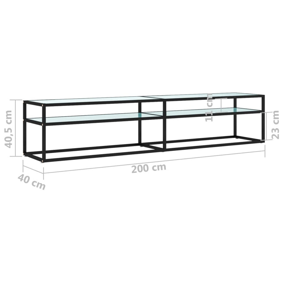 Tv-Meubel 200X40X40,5 Cm Gehard Glas Witmarmerkleurig 200 x 40 x 40.5 cm Zwart en witmarmer