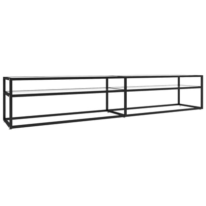 Tv-Meubel 220X40X40,5 Cm Gehard Glas 220 x 40 x 40.5 cm Zwart en transparant