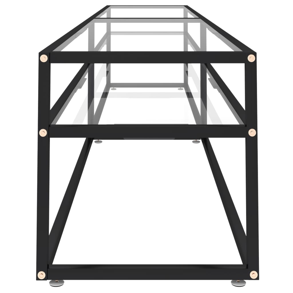 Tv-Meubel 220X40X40,5 Cm Gehard Glas 220 x 40 x 40.5 cm Zwart en transparant