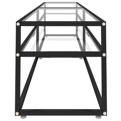 Tv-Meubel 220X40X40,5 Cm Gehard Glas 220 x 40 x 40.5 cm Zwart en transparant
