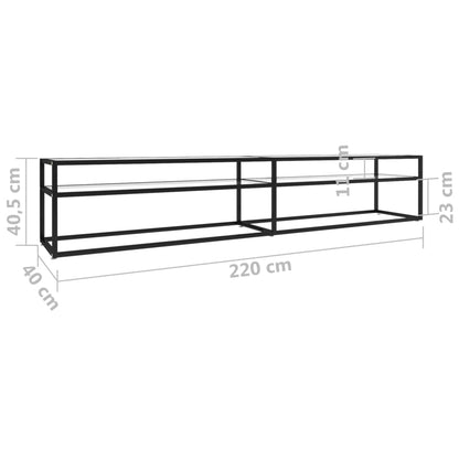 Tv-Meubel 220X40X40,5 Cm Gehard Glas 220 x 40 x 40.5 cm Zwart en transparant