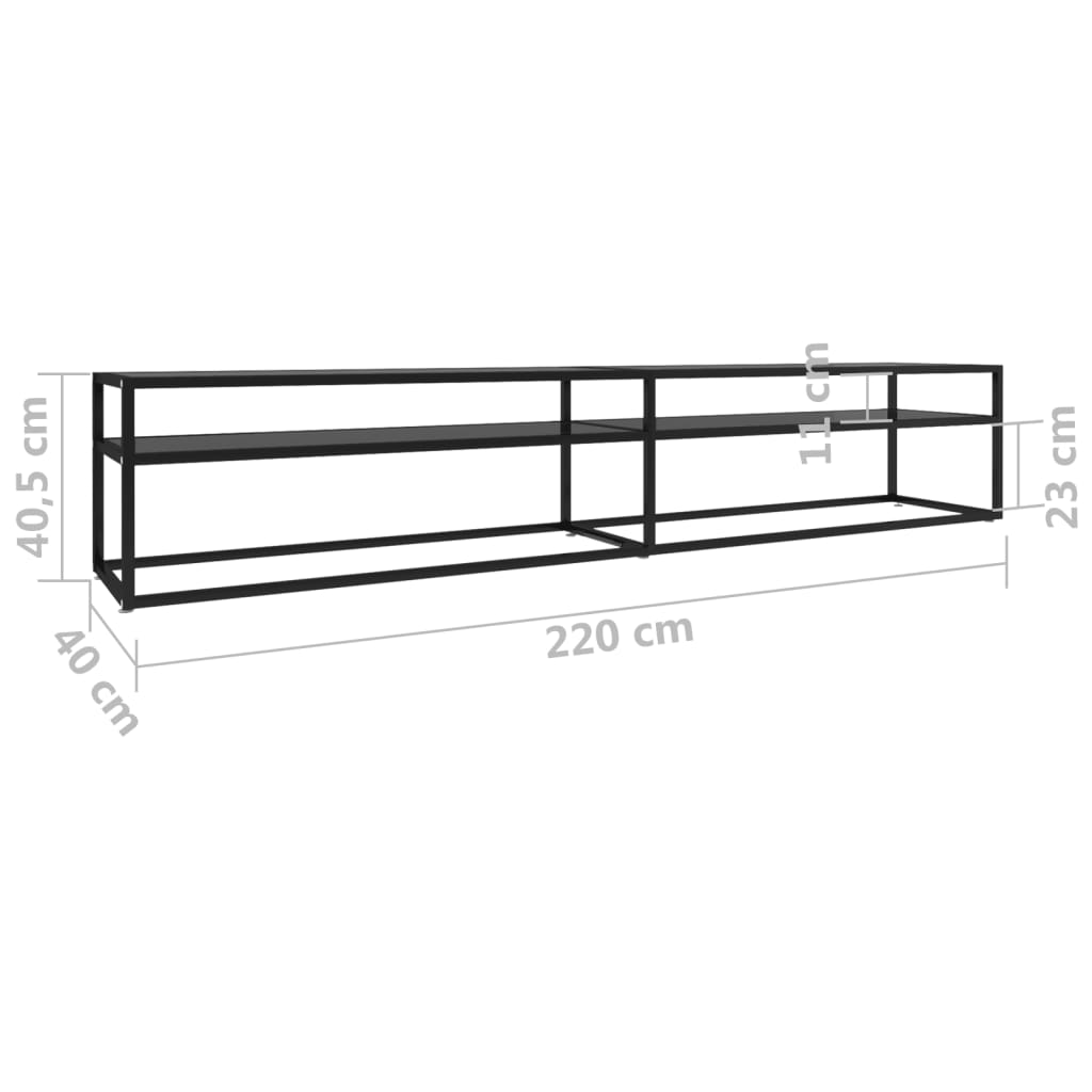 Tv-Meubel 220X40X40,5 Gehard Glas Zwart 1 220 x 40 x 40.5 cm